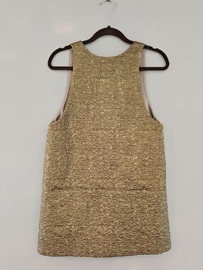 H&M Shimmery Gold Textured Sleeveless Shift Dress, Size S